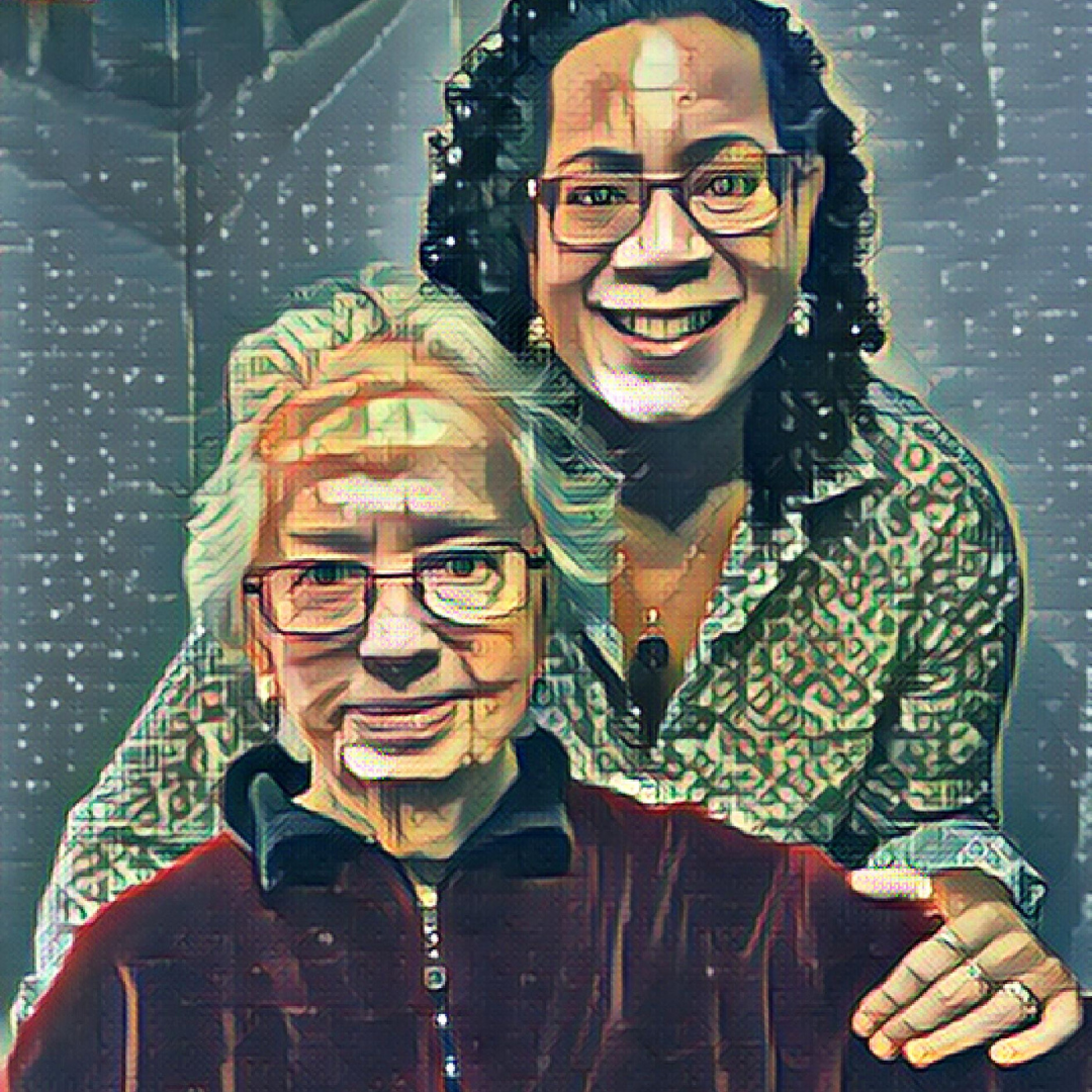 Painter filter on photo of Author, Jill Hodge, and her mom