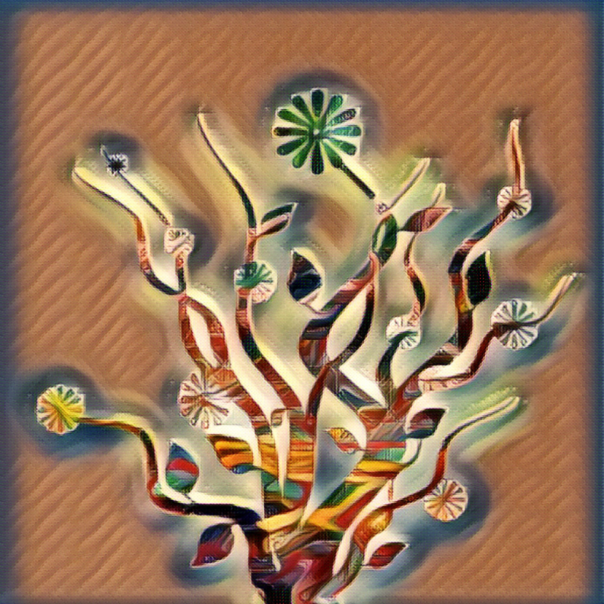 abstract picture (with painter filter) of a bunch of branches with small flowers